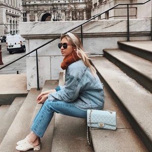 Levis Fur Trim Oversize Trucker Denim Jacket